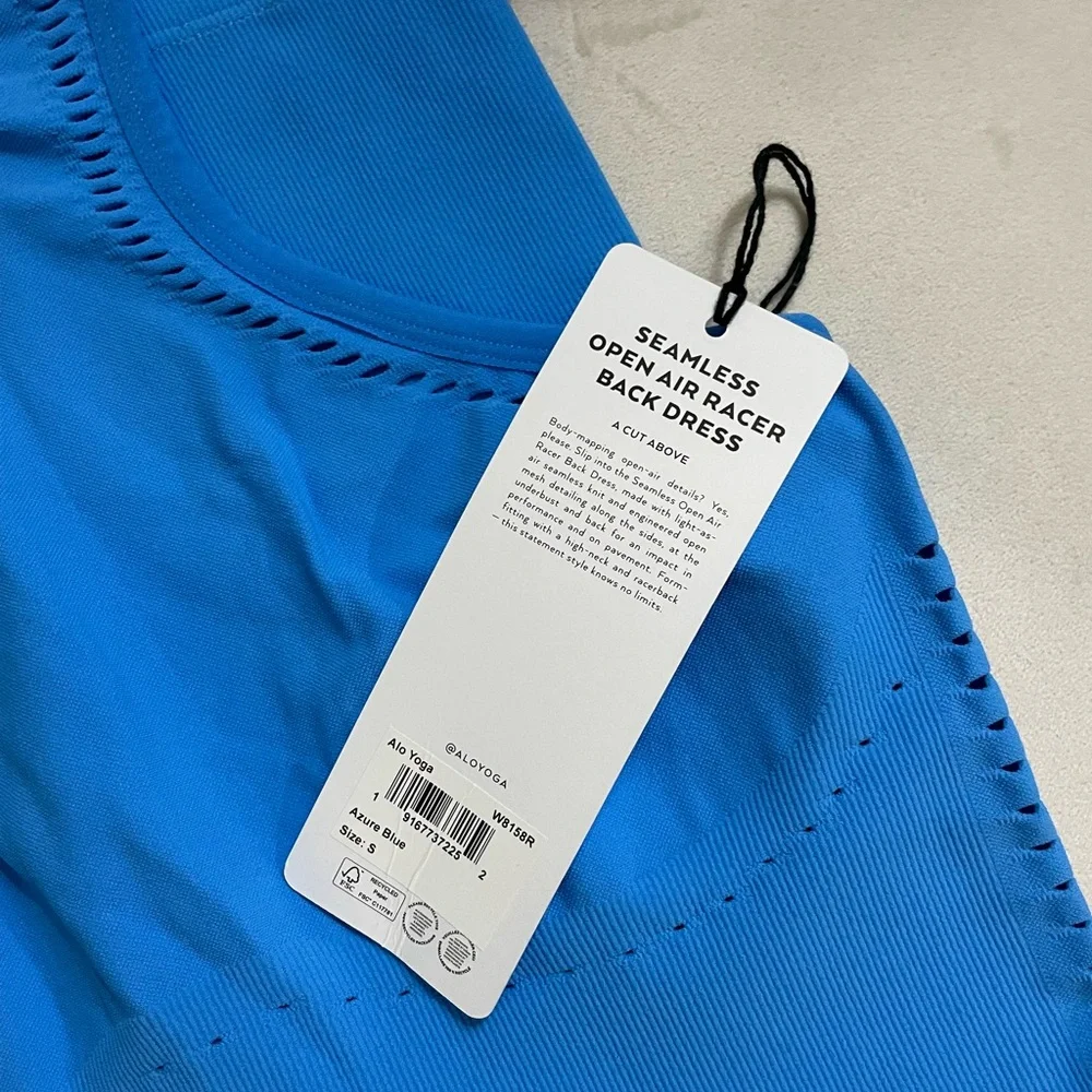 ALO Yoga NWT Seamless Open Air Racerback Dress Azure Blue Size S